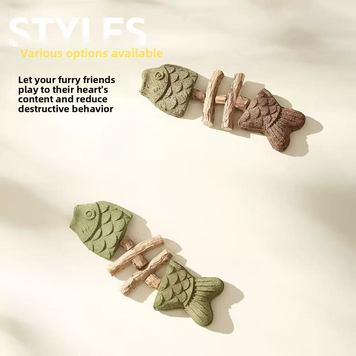 Catnip Fish Bone Chew Toy for Dental Play {{Product vendor}}
