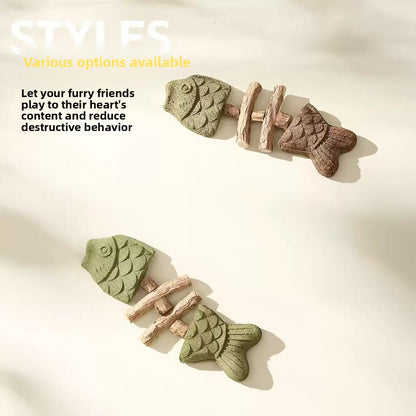 Catnip Fish Bone Chew Toy for Dental Play {{Product vendor}}