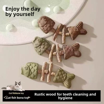 Catnip Fish Bone Chew Toy for Dental Play {{Product vendor}}