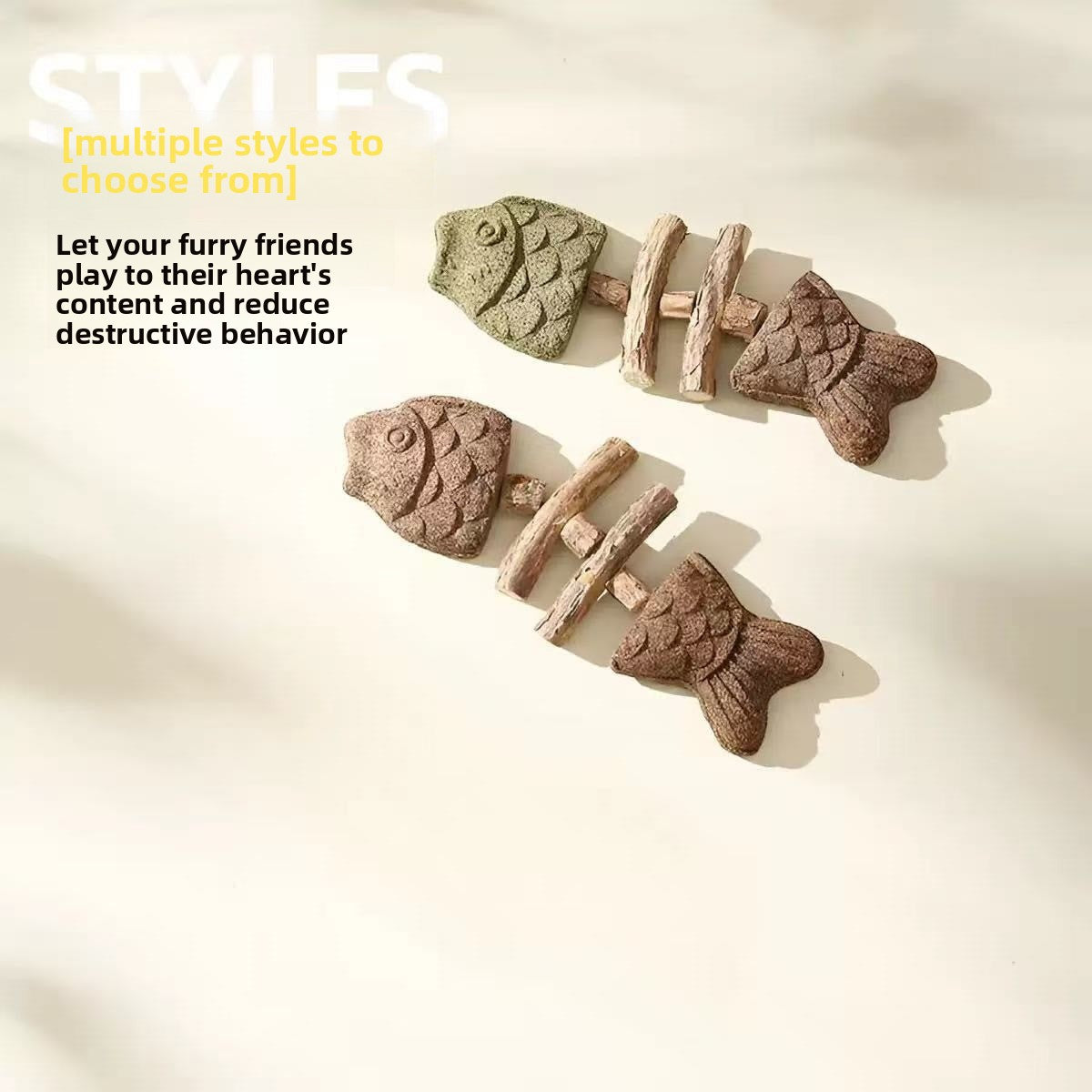 Catnip Fish Bone Chew Toy for Dental Play {{Product vendor}}
