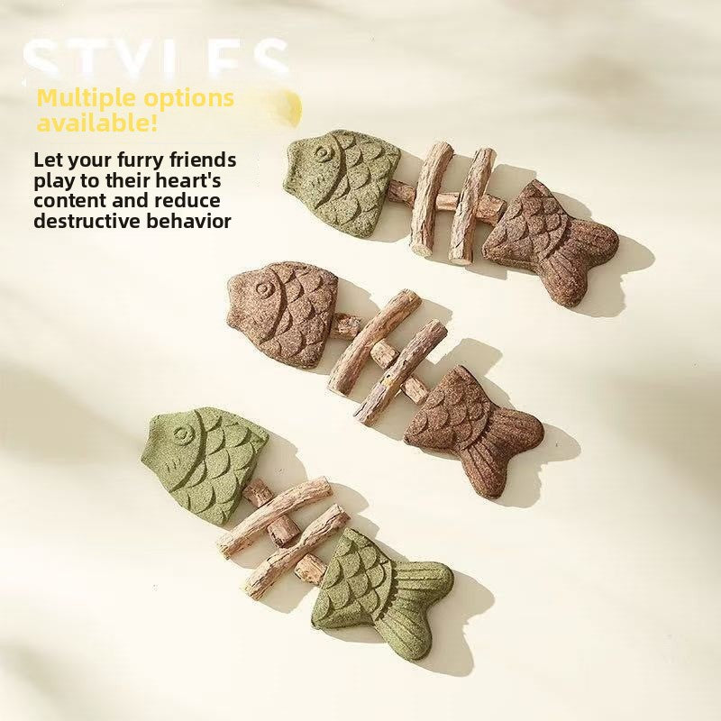 Catnip Fish Bone Chew Toy for Dental Play {{Product vendor}}