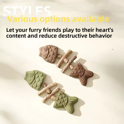 Catnip Fish Bone Chew Toy for Dental Play {{Product vendor}}