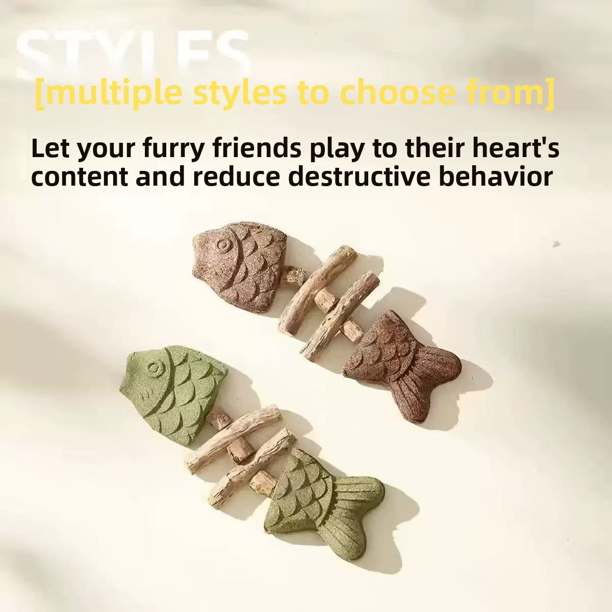 Catnip Fish Bone Chew Toy for Dental Play {{Product vendor}}